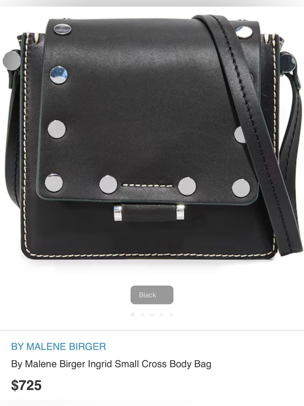 $725 BY MALENE BIRGER Ingrid Small Crossbody Bag Leather Studded - Picture 2 of 15